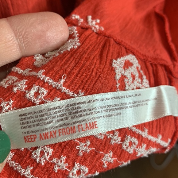 Intimately Free People Ironworks flounce orange boho smocked dress W-736 Sz XS - Picture 8 of 11